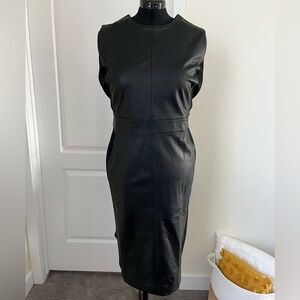 SPANX faux leather and ponte midi dress. Size 1x.